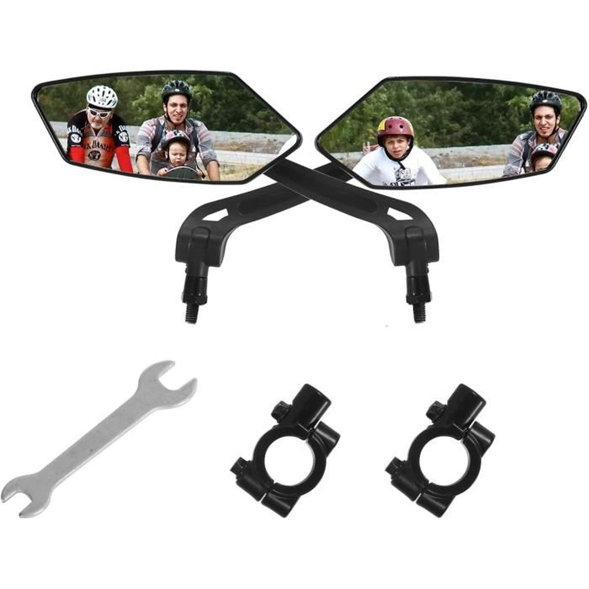 Rétroviseur Vélo AiQInu - Verre Convexe HD 70mm | Rotatif 360°, Guidon 18-22mm (Lot De 2)