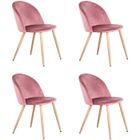 BenyLed Lot de 4 Chaises de Salle à Manger Rembourrées avec Dossier en Velours Doux et Pieds Réglables en Métal Style Bois, Rose