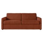 LOUNGITUDE Canapé convertible express 3 places AGATHE 160x190cm en velours côtelé - Terracotta - Matelas 13cm - L198 x P96 x H88cm -