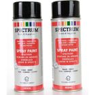SPECTRUM Peinture en Aérosol - NOIR BRILLANTE - Lot de 2 - 400ml - Séchage rapide - Acrylique