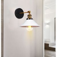 MOGOD Rétro Applique Murale en Métal Blanc  E27 Vintage Lampe de Mur Luminaire éclairage Industriel
