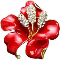 AILUOR Broche élégante fleur de fleur de prunier émail Mode plaqué or perles floral broche revers broche pour les femmes fille de