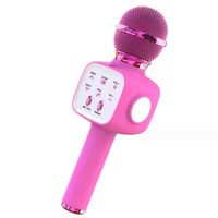 Microphone Enfant,Karaoké Enfant sans Fil avec5Changeurs De Voix,HiFi Microphone Karaoke avec Lumière LED,pour Fille3-18Ans,rose