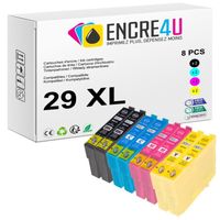 29XL ENCRE4U - Lot de 8 cartouches d'encre compatibles avec EPSON 29 T29 XL T29XL ( Fraise ) : 2 Noir + 2 Cyan + 2 Magenta + 2 Jaune