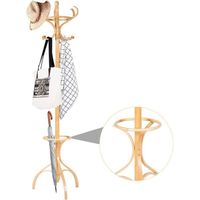 RELAX4LIFE Porte-Manteau sur Pied en Bois Massif avec 12 Crochets
