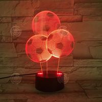 INN® Creative trois veilleuses de football 3D lumière visuelle tactile lampe de table dégradé coloré LED veilleuse cadeau de vacance