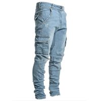 FUNMOON Jeans Hommes Mode Casual Jeunes Pantalon Droit Slim