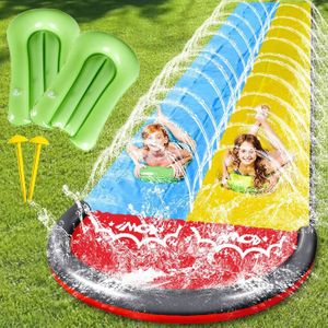 Team Magnus Toboggan Piscine 5.5m - Tapis de Glisse Double Piste