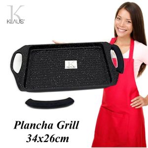 PLANCHA Plancha Grill - KLAUS - 34x26cm - Revêtement pierre - Antiadhésif - Compatible tous feux