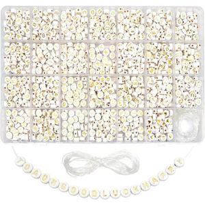 200 Perles Alphabet Cube Blanc 6mm - Lettres Aléatoires - Création Bijoux DIY