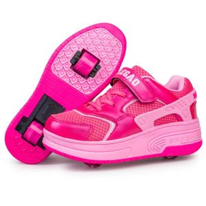 Enfants chaussures /à roulettes unique//double roue chaussures de sport technique ext/érieur de skateboard extensible gymnastique baskets gar/çons filles