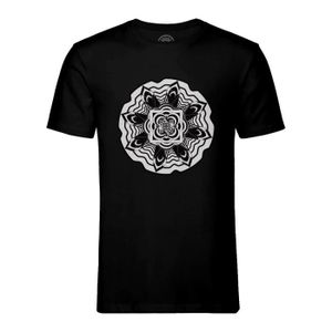 T-SHIRT T-shirt Homme Col Rond Noir Mandala Meditation Yog