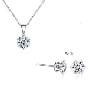 Parure Bijoux Chat Cristal Swarovski Blanc Argent Fin 925