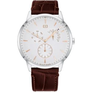 Montre Visage Cuir Véritable IDY102 - Boîtier Acier Inoxydable Quartz Argent - Occasion