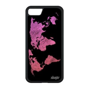 COQUE - BUMPER Coque silicone iPhone SE 2020 Carte monde globe motif portable jolie telephone atlas geographie housse pays TPU made in France