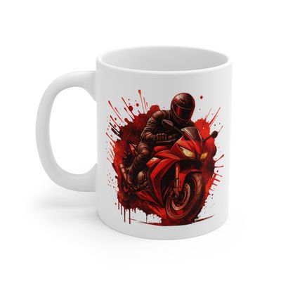Mug Akira Manga - Motif Moto Rouge Sur Paysage Urbain - 325 Ml - Neuf Avec Boîte