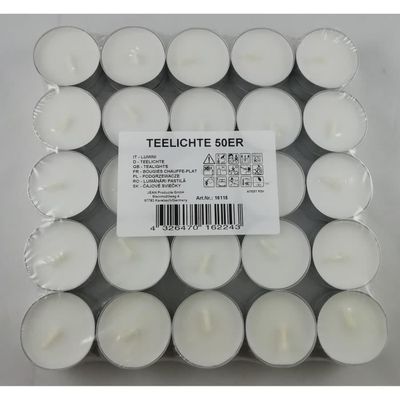 50 Bougies Chauffe Plats Durée 4 Heures Petites Candles Blanches