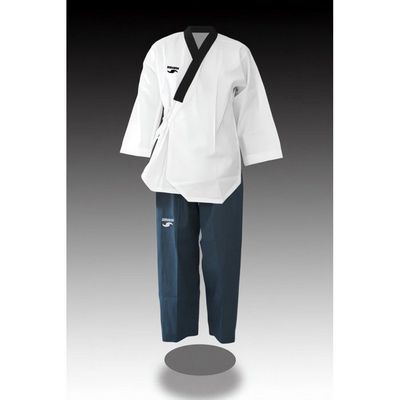 Dorawon Dobok Taekwondo Brodé Rice Col Noir - Tenue Légère Et Confortable