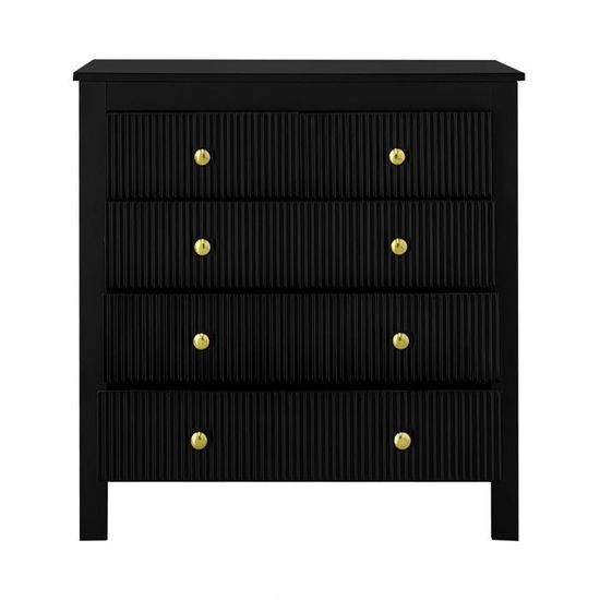 Buffet Rangement Style Rétro Avec Rotin Et Poignées Dorées – 120x40x85 Cm, 3 Tiroirs, 2 Portes, étagères Réglables (Noyer) - 10