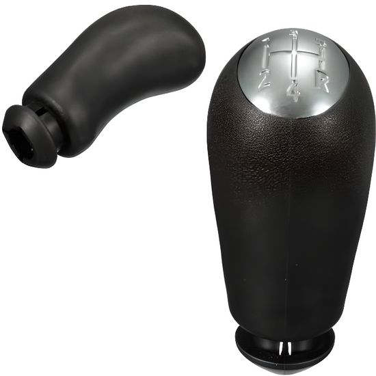 Pommeau De Levier De Vitesse 5 Vitesses – Similicuir, Argent Brillant – Compatible Clio III, Megane, Scenic, Kangoo