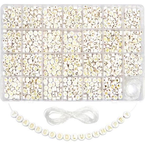 1400 pièces de perles de lettres, perles acryliques pour bracelets de bijoux, kit de fabrication de colliers