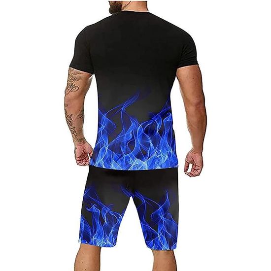 Ensemble Short Et Chemise Pour Homme Pour La Plage : Hommes Printemps été Décontracté Hawaïen Plage Décontractée Boutonnée Chemise à Manches Courtes Imprimé Short Short Short Homme Taille élastique