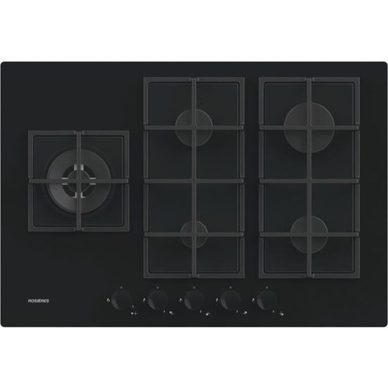 Plaque gaz ROSIERES 5 feux 51x75x8 cm RVG74WBSB Cdiscount