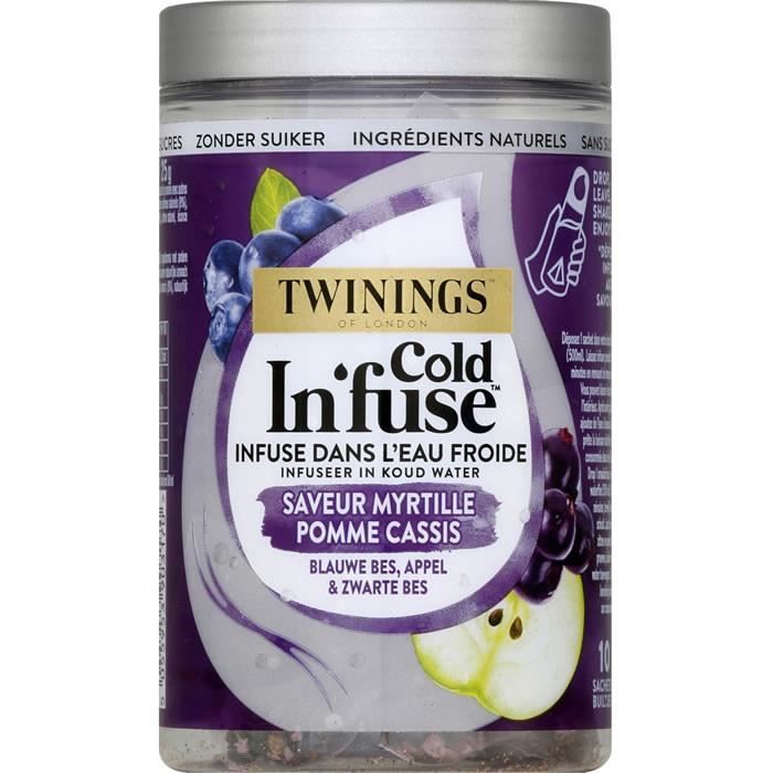 Cafe Moulu - LOT DE 4 - TWININGS Cold In'Fuse Infusion froide saveur myrtille pomme cassis 10 Sachets