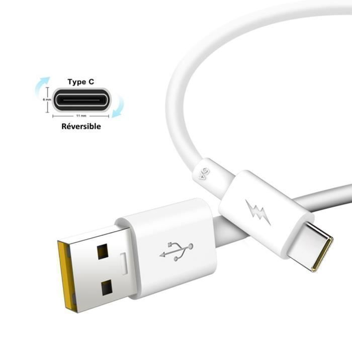 Pour Samsung Galaxy A40 : Câble USB-C Certifié Fast Charge 5A