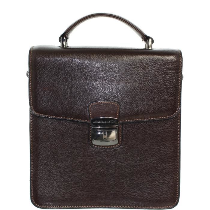 Sacoche Arthur et Aston en cuir ref_ast39311-D-moka Marron