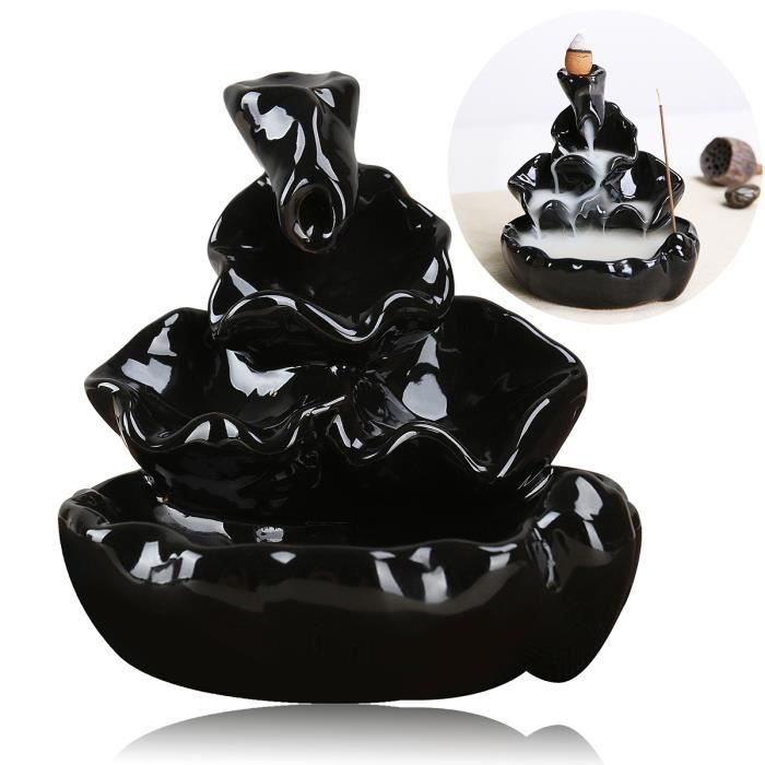 Ceramic Glaze Encens Porte-tour de la tour de l'encensoir du brûleur à cône de fumée (Noir)