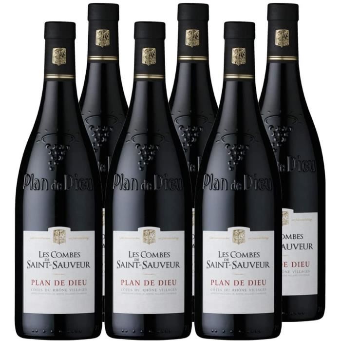 Les Combes de Saint Sauveur - AOP Côtes du Rhône Village -Plan de Dieu- - Vin Rouge - Millésime 2018 - Terra Vitis - Lot de 6 boutei
