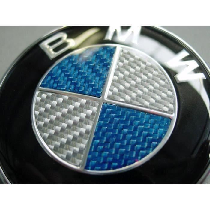 2 Logos Badges emblème BMW 82mm capot / 74mm coffre en véritable fibre de carbone recouvert de résine époxy