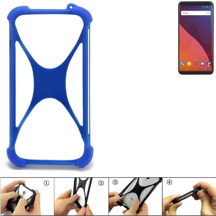 Pare-chocs pour téléphone portable pour Wiko View 32 GB Silicone Bumper protection Housse TPU Softcase Protector bleu (1x) K-S-Trade