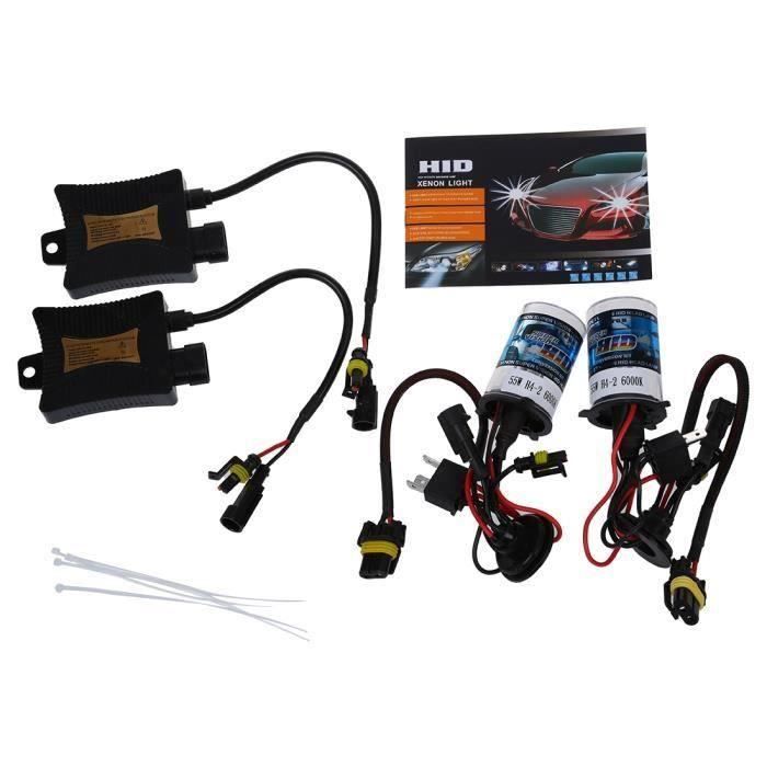 SODIAL(R) H4-2 H4-L 55W 6000K 9-16V Xenon HID Conversion Kit Ensemble Remplacement faisceau unique mince Ballast Phares Aa46642