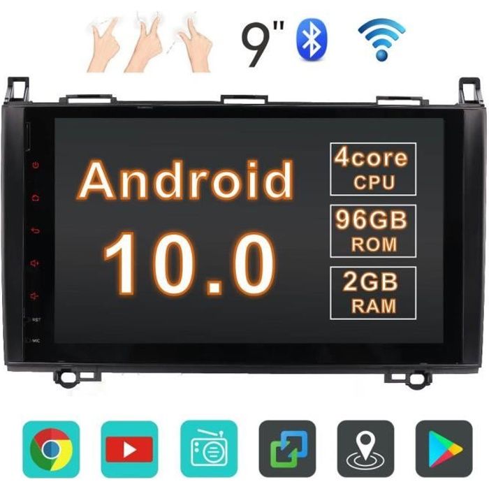 Autoradio Android 10.0 Voiture 9 pouces 1 Din GPS Radio pour Mercedes Benz Classe A W169 Classe B W245 Bluetooth Écran Tactile WiFi