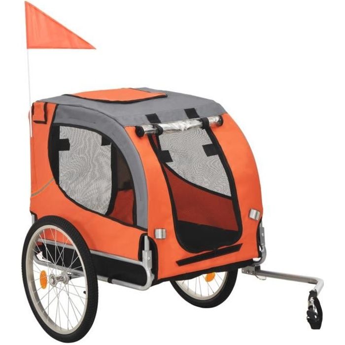 1933®ANI Remorque de vélo, Chariot, Poussette pour chiens Orange et marron