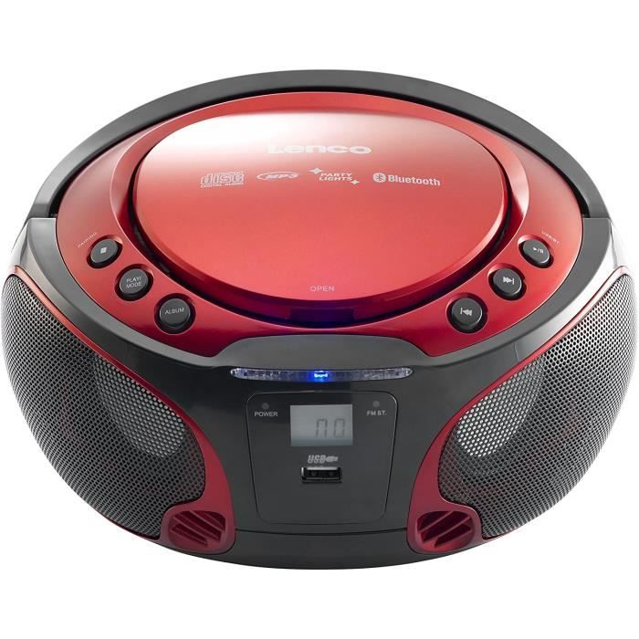 RADIO CD Lenco SCD550 Party Boombox avec lumiegraveres Disco steacutereacuteo Portable avec Radio FM CD Bluetooth et USB Rouge209