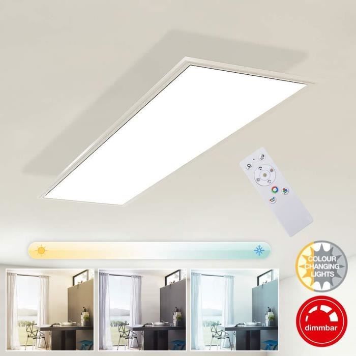 Briloner Leuchten Plafonnier LED rectangulaire encastrable blanc - Panneau LED 23 W dimmable - Température de couleur réglable par