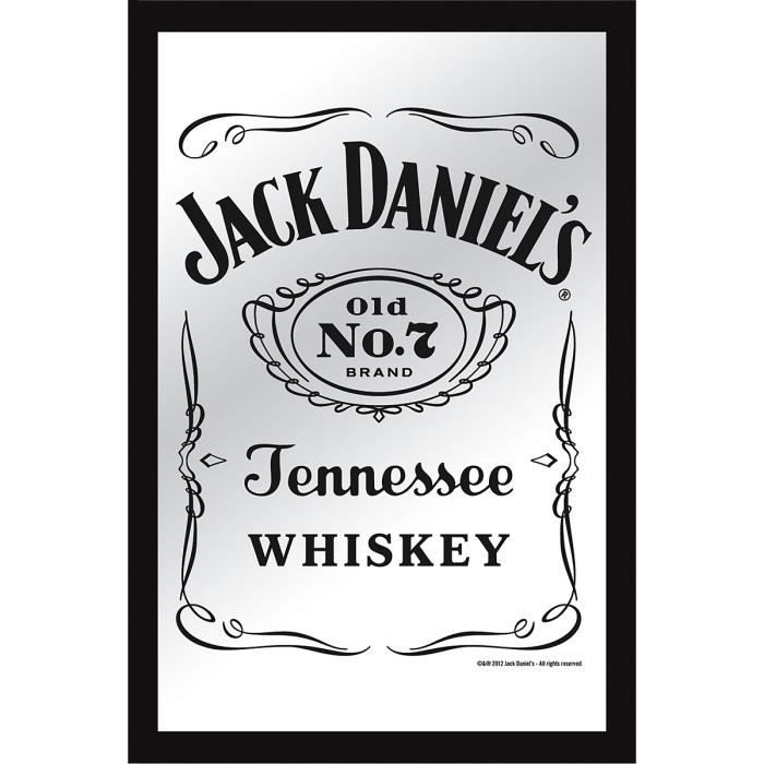 Miroir Jack Daniel's XL New Jack Miroir imprimé avec cadre en plastique noir aspect bois
