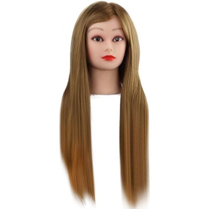 Tête d'apprentissage Tête à Coiffer La Formation Cosmétologie Mannequin Head 24 inch 50% Vrais Cheveux Humains
