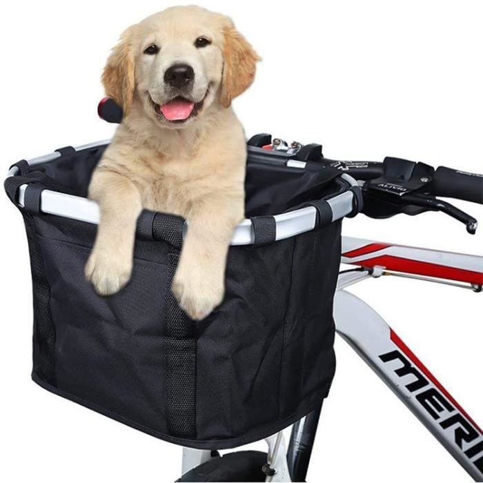 Panier de Vélo Pliant, Amovible Vélo Guidon Panier, Cycle Avant Toile Panier Transporteur, Sac Pet Carrier