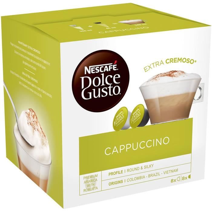 Cafe Moulu - LOT DE 3 - Dolce Gusto - 8+8 Capsules de café cappuccino 186 g