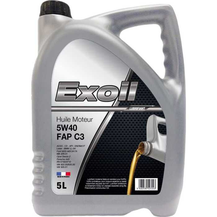 Huile moteur EXOIL 5W40 C3 spécial FAP 5L
