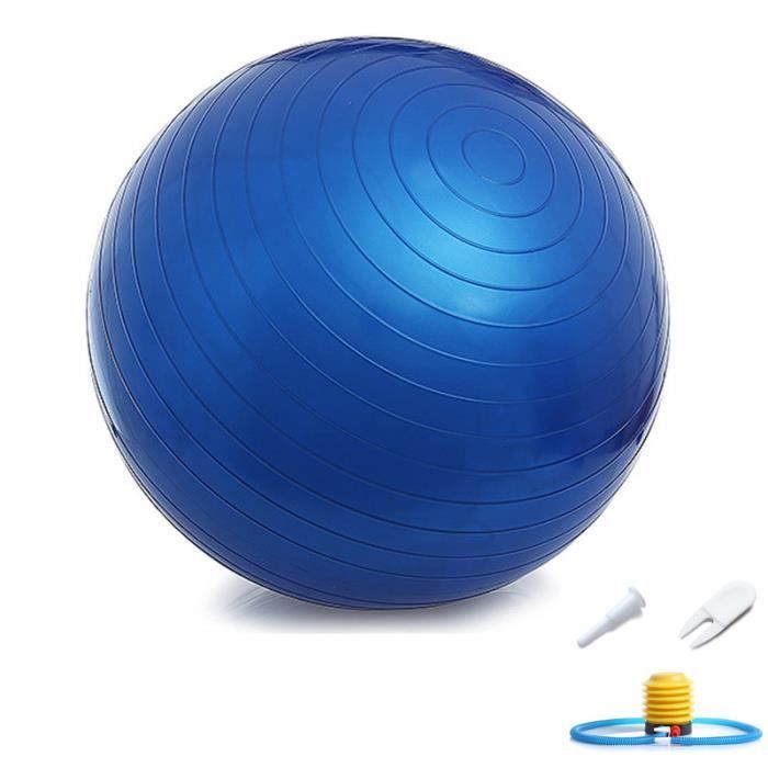 Ballon Suisse Fitness Gym Yoga Epais Couleur Unie 55 cm Bleu