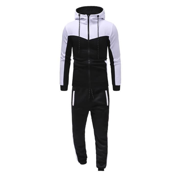 Hommes Automne Hiver Packwork Sweat Top Pantalon Ensembles Survêtement De Sport LZZ81022631WHM_oaw