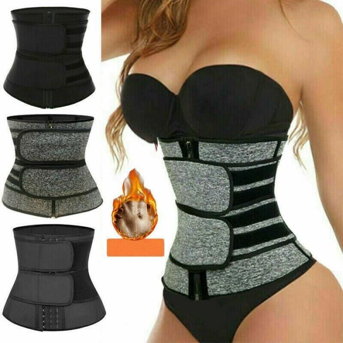 Ceinture de Sudation, Ceinture Gainante Abdominale, Entraîneur de Taille Ceinture de Transpiration Fitness Réglable XXL Noir