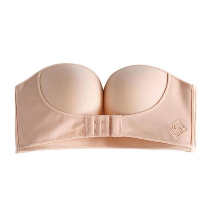 Soutien-gorge rembourré pour femmes Rassembler un soutien-gorge sans bretelles Lingerie Soutien-gorge à fermeture avant réglable