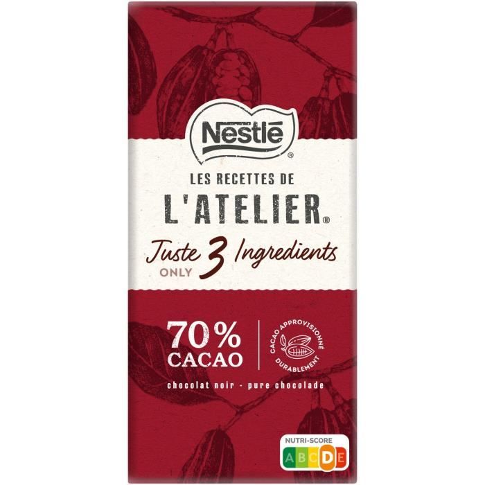 Cafe Moulu - LOT DE 10 - NESTLE Les recettes de l'Atelier Chocolat Noir Fruité 70% - Tablette de 100 g