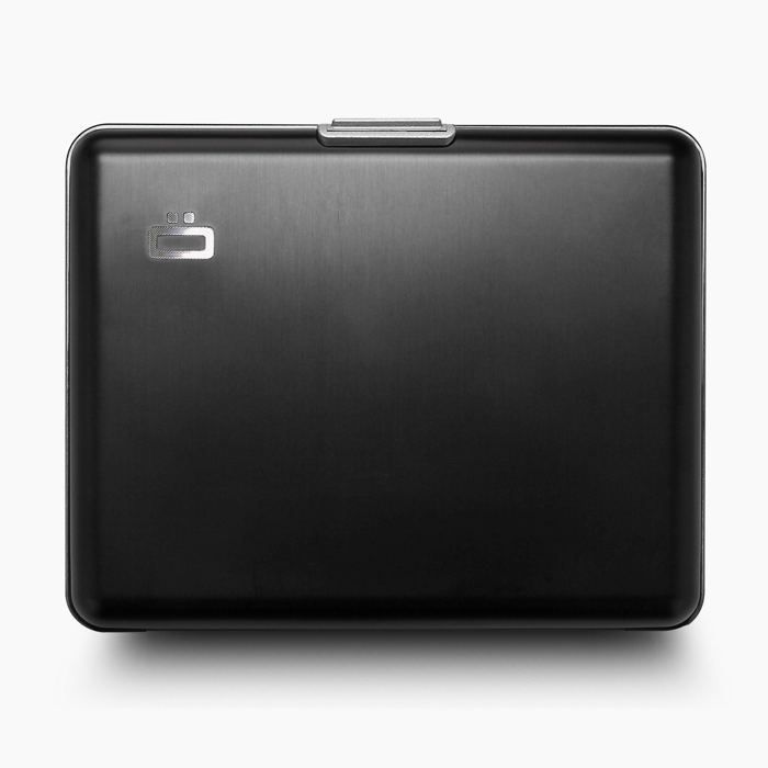 ÖGON DESIGN - SMART CASE LARGE | Black with Grey Interior - Portefeuille Noir en Aluminium anodisé